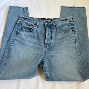 Veronica Beard Ryleigh Slim Straight High Rise Jeans Raw Hem Size 28 Designer